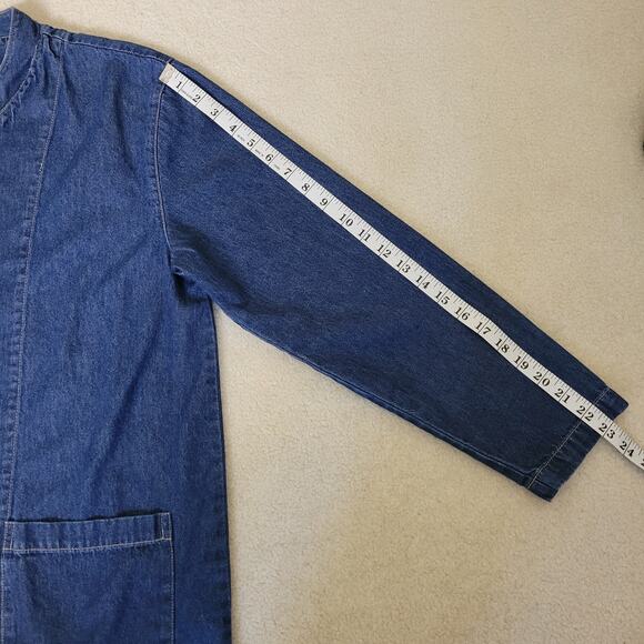 Vintage Chico's Design Size 2 (L 12-14) Denim Jacket Long Sleeve Collar Buttons - Picture 11 of 14